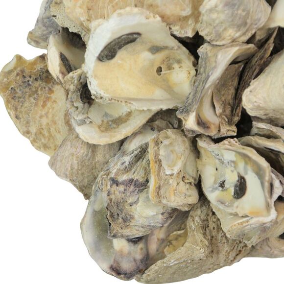 Handcrafted Hanging Coastal 9-Inch Oyster Shell Sphere - Home Beach Ornament - Picture 3 of 5